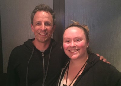 Katy Crain with Seth Myers