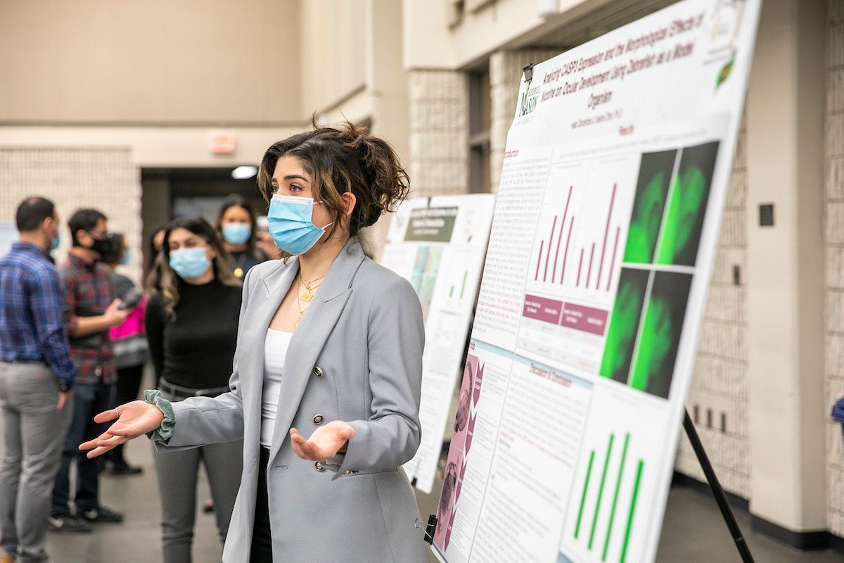 female student wearing a mask