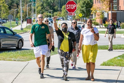 people walking outside