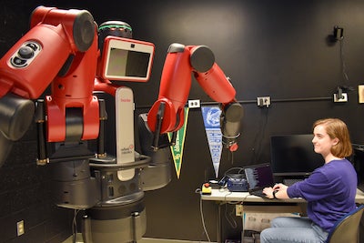 woman with a red robot