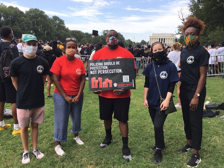 Jordan Mrvos (Carter School MS graduate ‘20), Ajanet Rountree (Carter School PhD student), Charles L. Chavis, Jr. (Carter School assistant professor and JMJP founding director), Audrey Williams (Carter School MS student), Chinyere Erondu (Carter School MS student). 