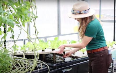 Doni Nolan with the aquaponics