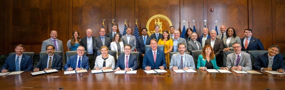 Governor Youngkin joined by Secretary of Commerce and Trade, VIPC President and CEO, Secretary of Education, representatives of Virginia’s research universities, and business leaders at ceremonial MOU signing