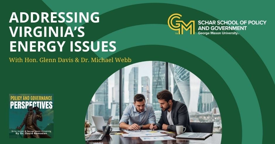 The text "Addressing Virginia's Energy Issues with Hon. Glenn Davis and Dr. Michael Webb