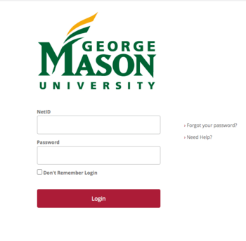 Screenshot of Mason CAS login screen 