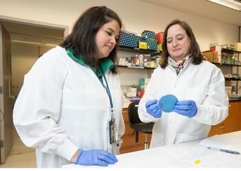 Monique van Hoek in her lab on the Science and Technology Campus
