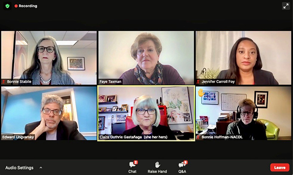 A Zoom webinar screenshot of six people.